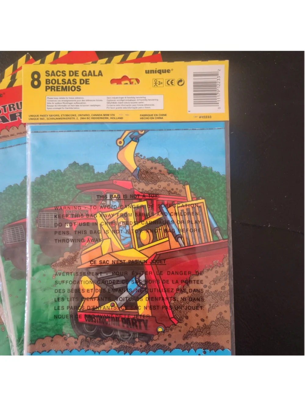 Vintage Construction Party Loot Bags Lot of 5 Packs Unique 8 Bags Each 40 Total